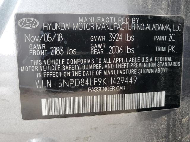 2019 Hyundai Elantra Sel VIN: 5NPD84LF9KH429449 Lot: 55349534