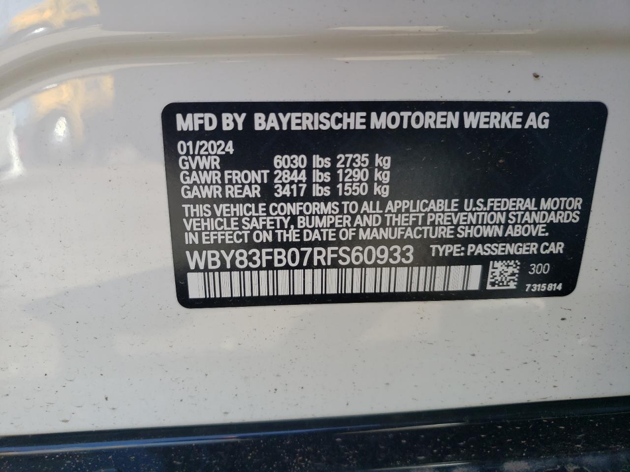 WBY83FB07RFS60933 2024 BMW I4 xDrive 40