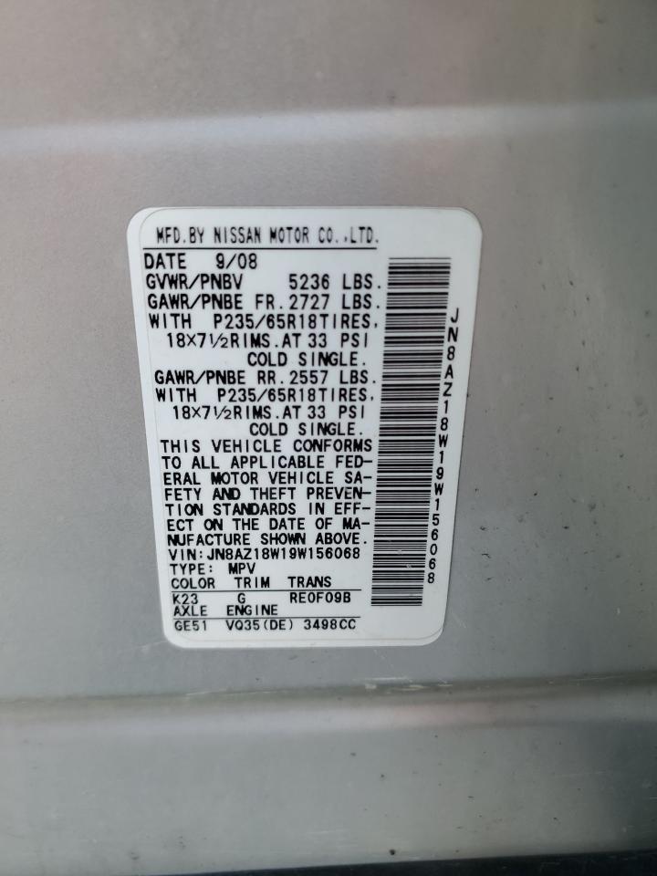 JN8AZ18W19W156068 2009 Nissan Murano S