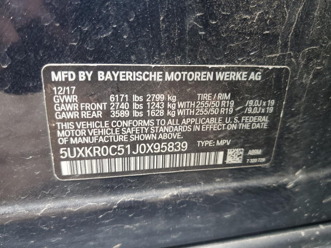 5UXKR0C51J0X95839 2018 BMW X5 xDrive35I