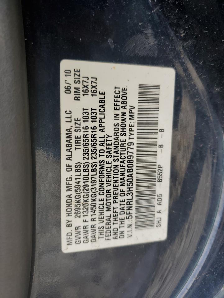 5FNRL3H50AB089779 2010 Honda Odyssey Ex