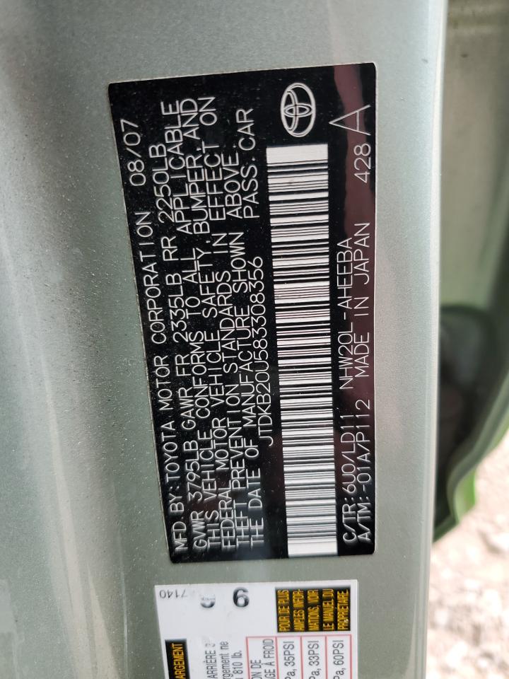 JTDKB20U583308356 2008 Toyota Prius