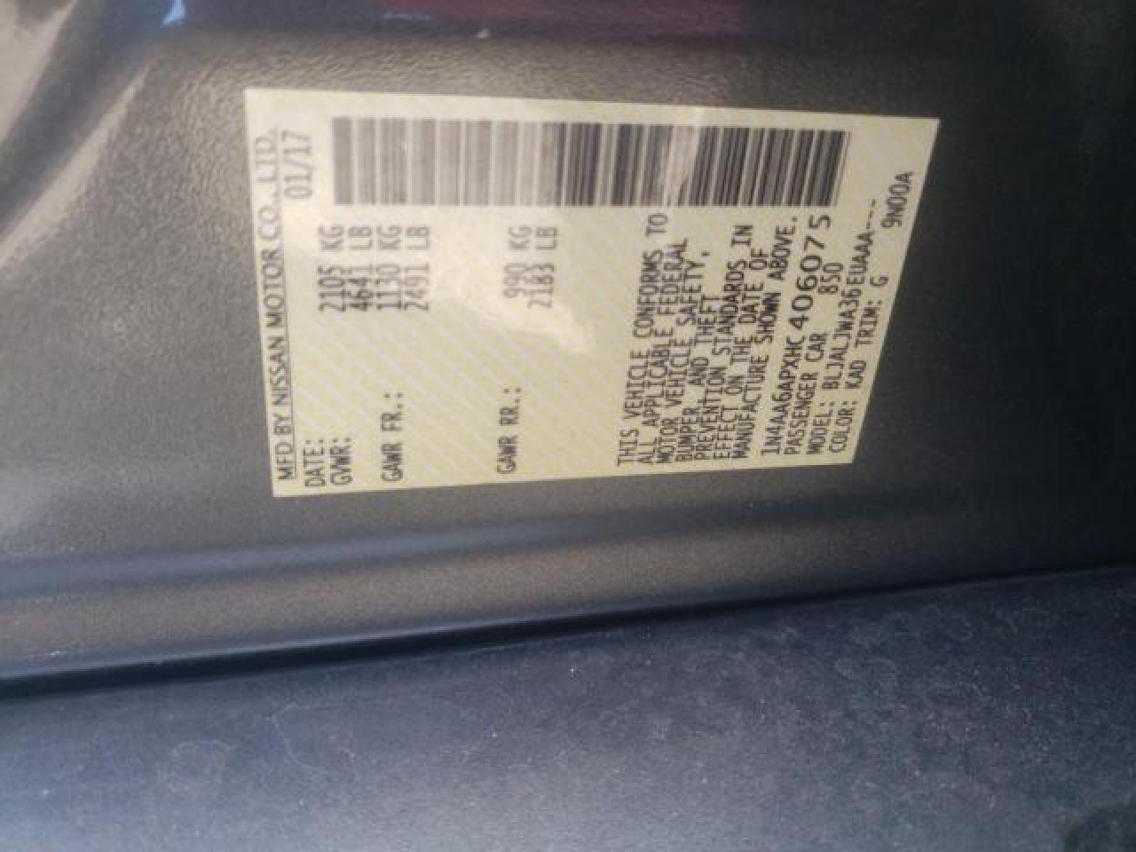 1N4AA6APXHC406075 2017 Nissan Maxima 3.5S