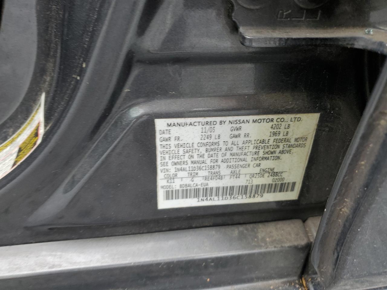 1N4AL11D36C158879 2006 Nissan Altima S