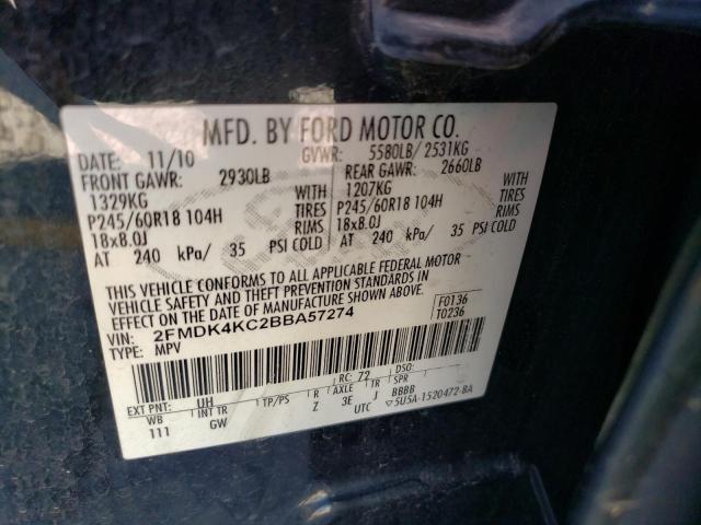 2011 Ford Edge Limited VIN: 2FMDK4KC2BBA57274 Lot: 54320674