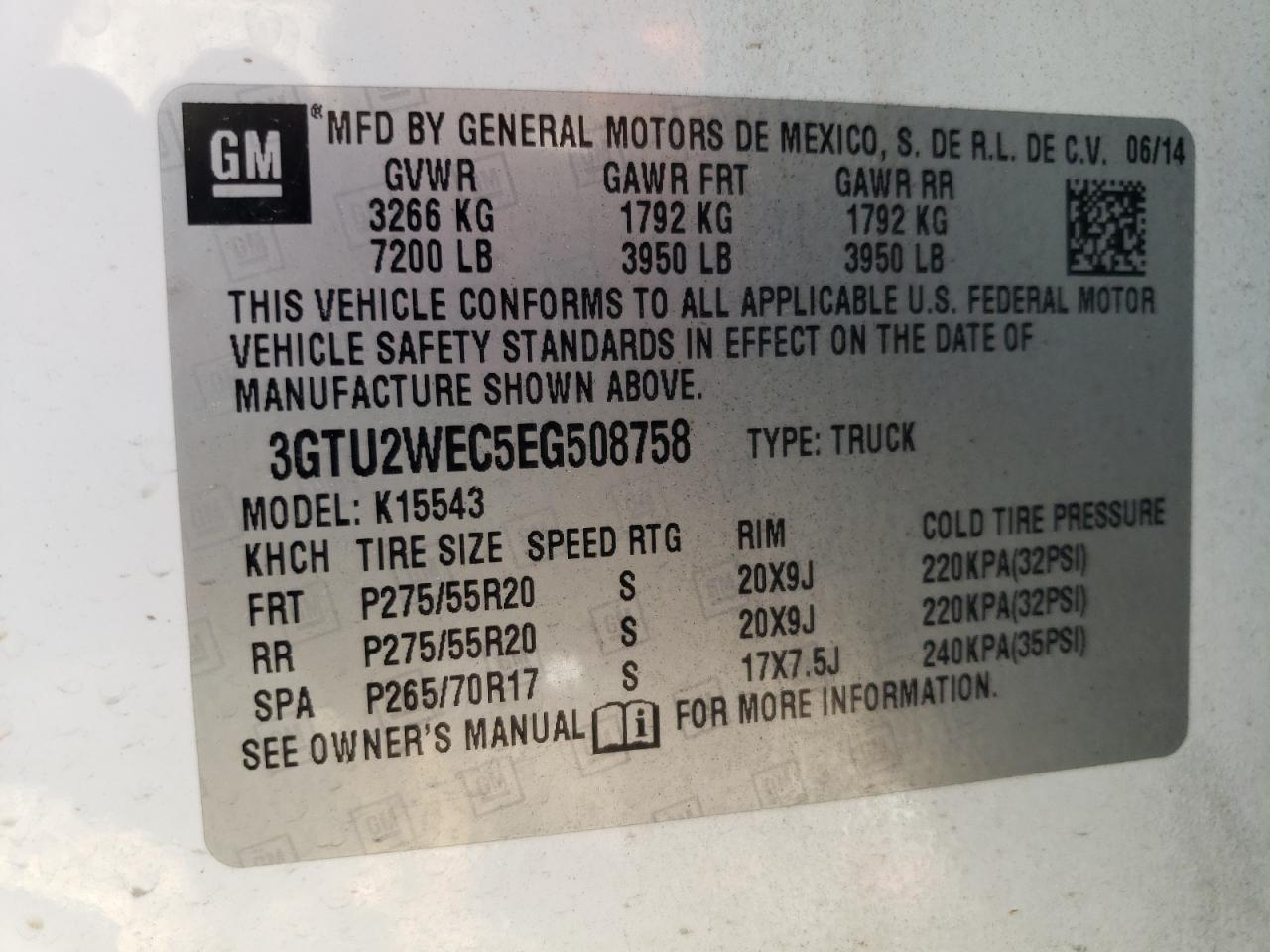 3GTU2WEC5EG508758 2014 GMC Sierra K1500 Denali