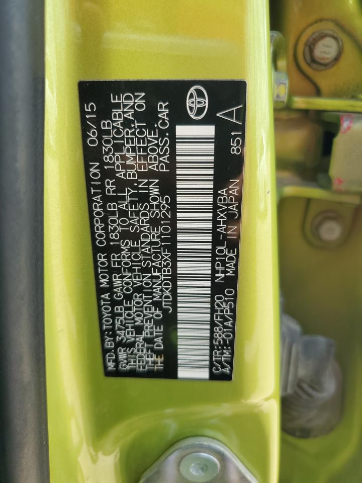 JTDKDTB3XF1101295 2015 Toyota Prius C