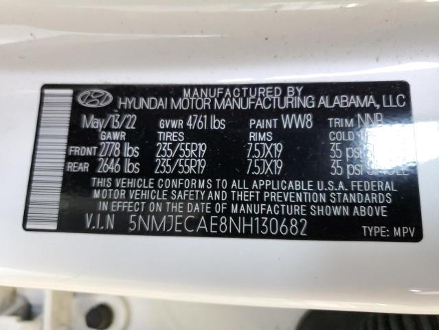 2022 Hyundai Tucson Limited VIN: 5NMJECAE8NH130682 Lot: 56329584