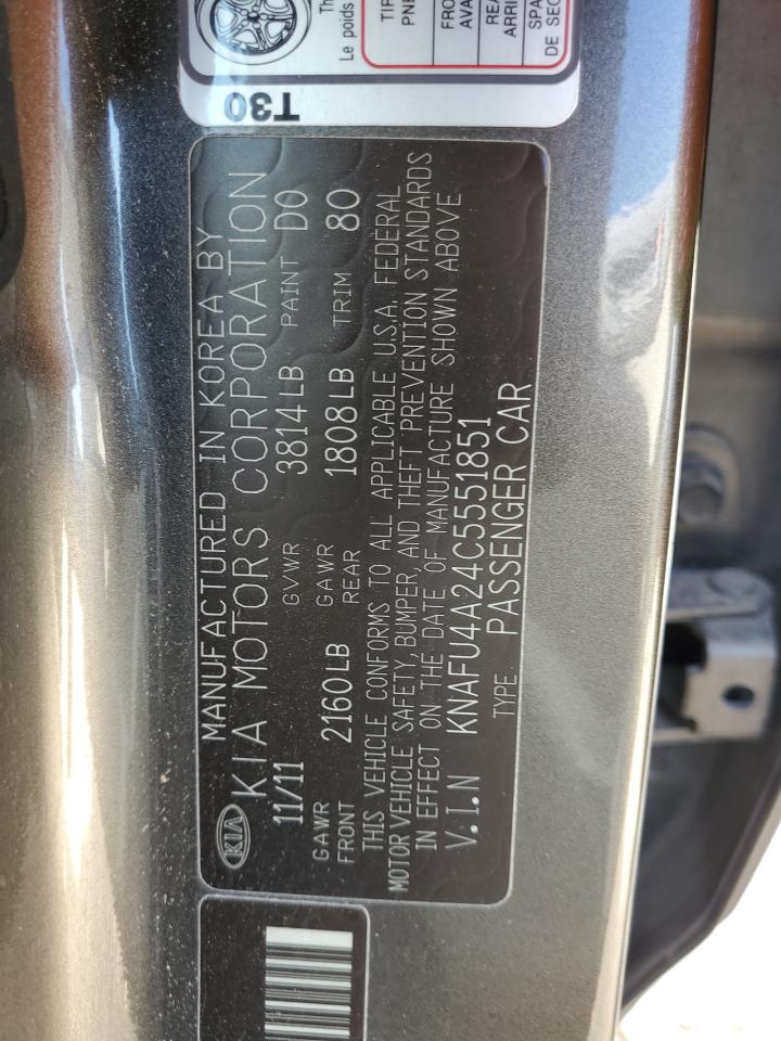 KNAFU4A24C5551851 2012 Kia Forte Ex