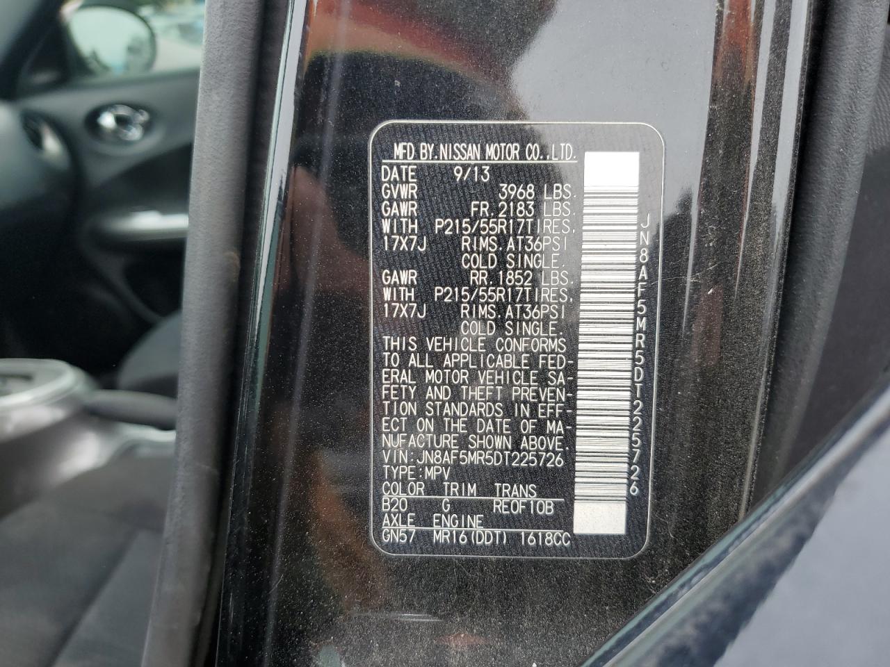 JN8AF5MR5DT225726 2013 Nissan Juke S