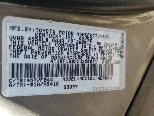 1999 Toyota Avalon Xl VIN: 4T1BF18BXXU326891 Lot: 55728124