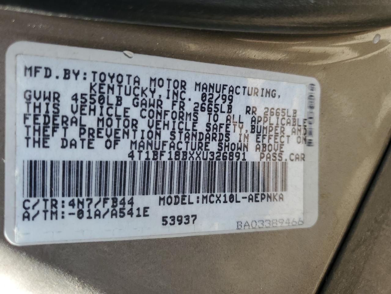 4T1BF18BXXU326891 1999 Toyota Avalon Xl