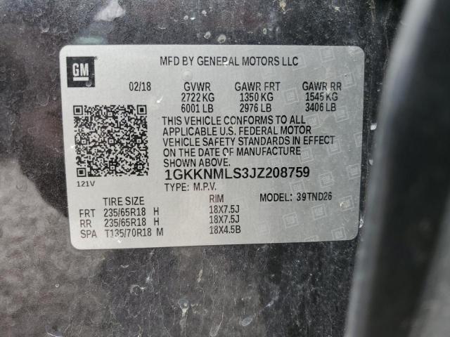 2018 GMC Acadia Slt-1 VIN: 1GKKNMLS3JZ208759 Lot: 54384414