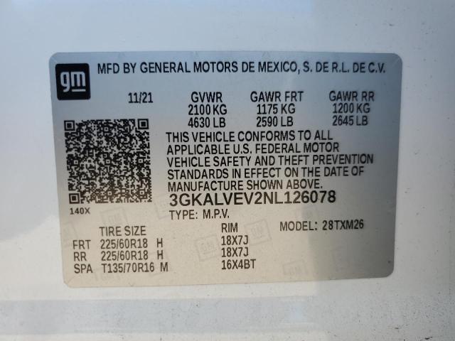 2022 GMC Terrain Slt VIN: 3GKALVEV2NL126078 Lot: 54805154