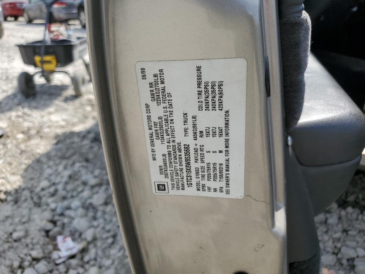 1GTCS19X8W8535682 1998 GMC Sonoma