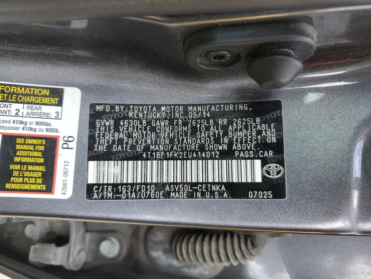 4T1BF1FK2EU414012 2014 Toyota Camry L