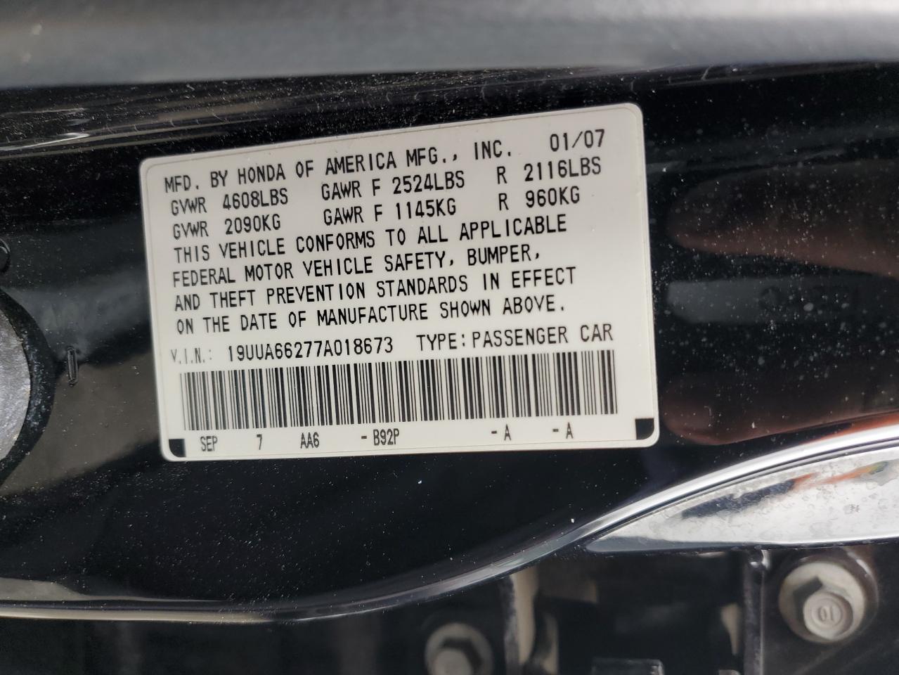 19UUA66277A018673 2007 Acura Tl