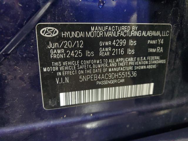 2013 Hyundai Sonata Gls VIN: 5NPEB4AC9DH551536 Lot: 54074984