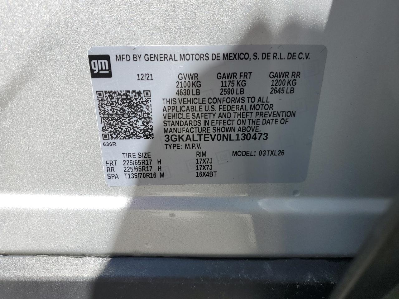 3GKALTEV0NL130473 2022 GMC Terrain Sle