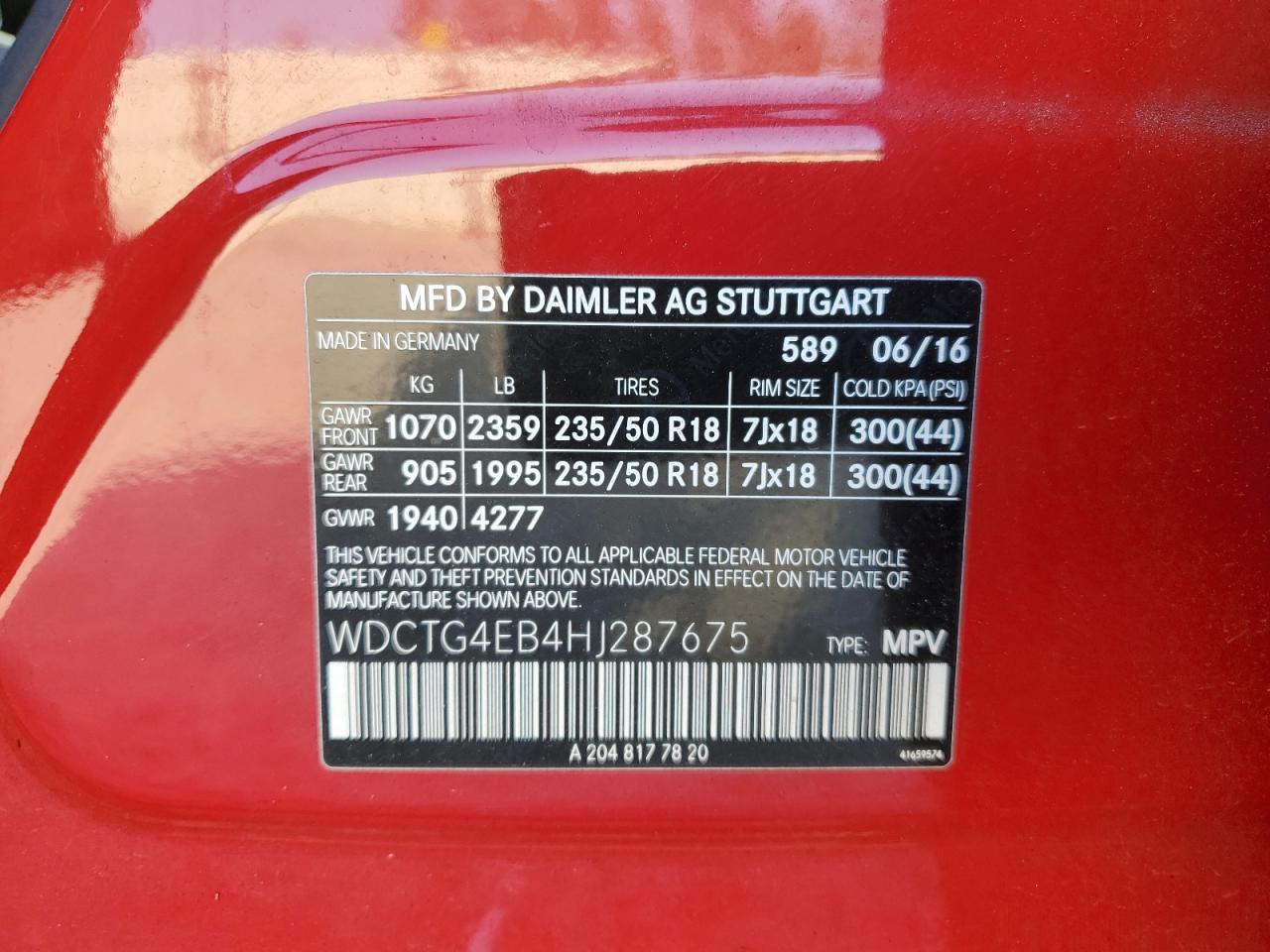 WDCTG4EB4HJ287675 2017 Mercedes-Benz Gla 250