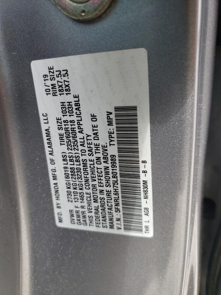 5FNRL6H75LB019989 2020 Honda Odyssey Exl