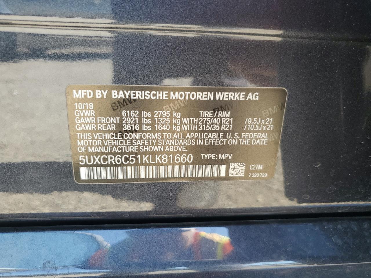 5UXCR6C51KLK81660 2019 BMW X5 xDrive40I