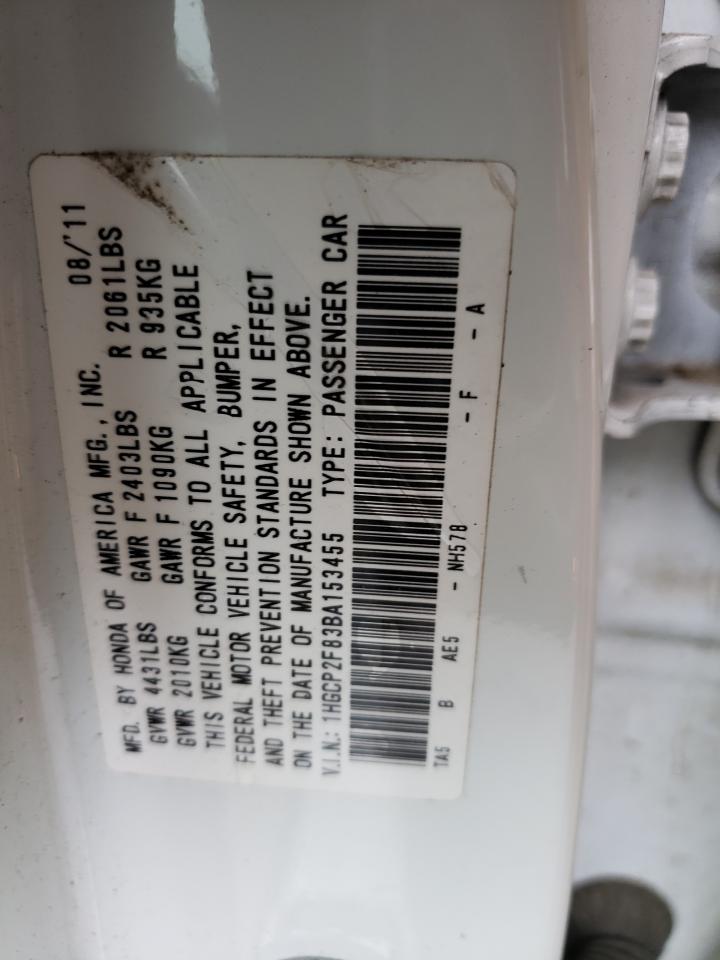 1HGCP2F83BA153455 2011 Honda Accord Exl