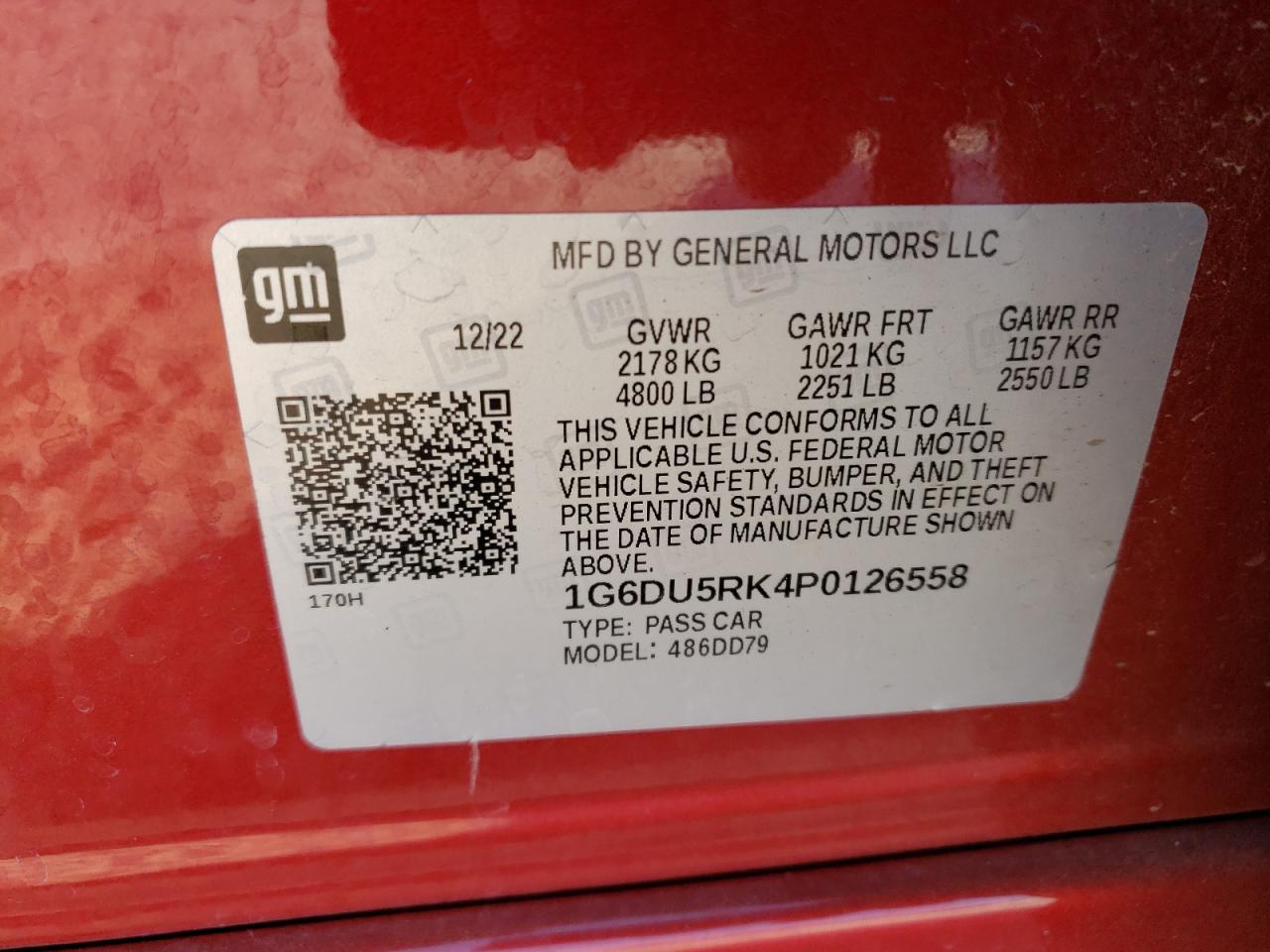 1G6DU5RK4P0126558 2023 Cadillac Ct5 Sport