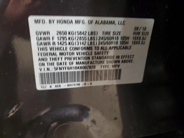2019 Honda Pilot Lx VIN: 5FNYF6H18KB007820 Lot: 56136314