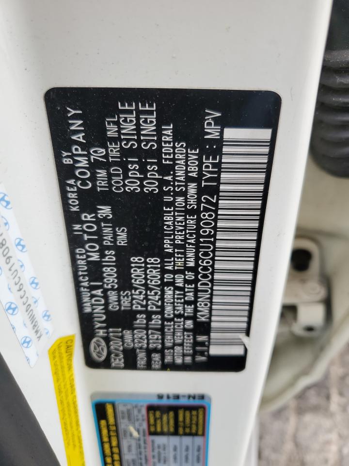 KM8NUDCC6CU190872 2012 Hyundai Veracruz Gls