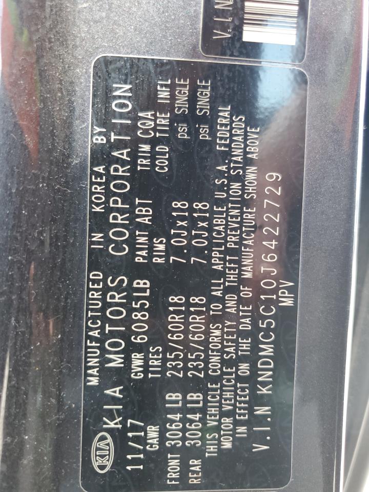 KNDMC5C10J6422729 2018 Kia Sedona Ex