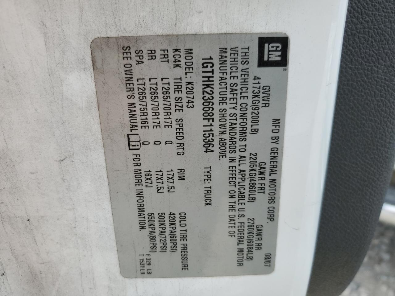 1GTHK23668F115364 2008 GMC Sierra K2500 Heavy Duty