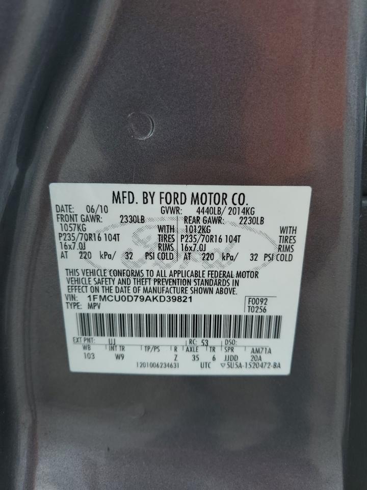 1FMCU0D79AKD39821 2010 Ford Escape Xlt