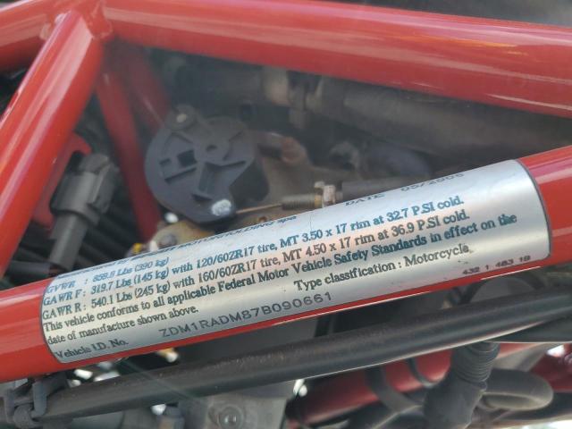 2007 DUCATI MONSTER 69 ZDM1RADM87B090661