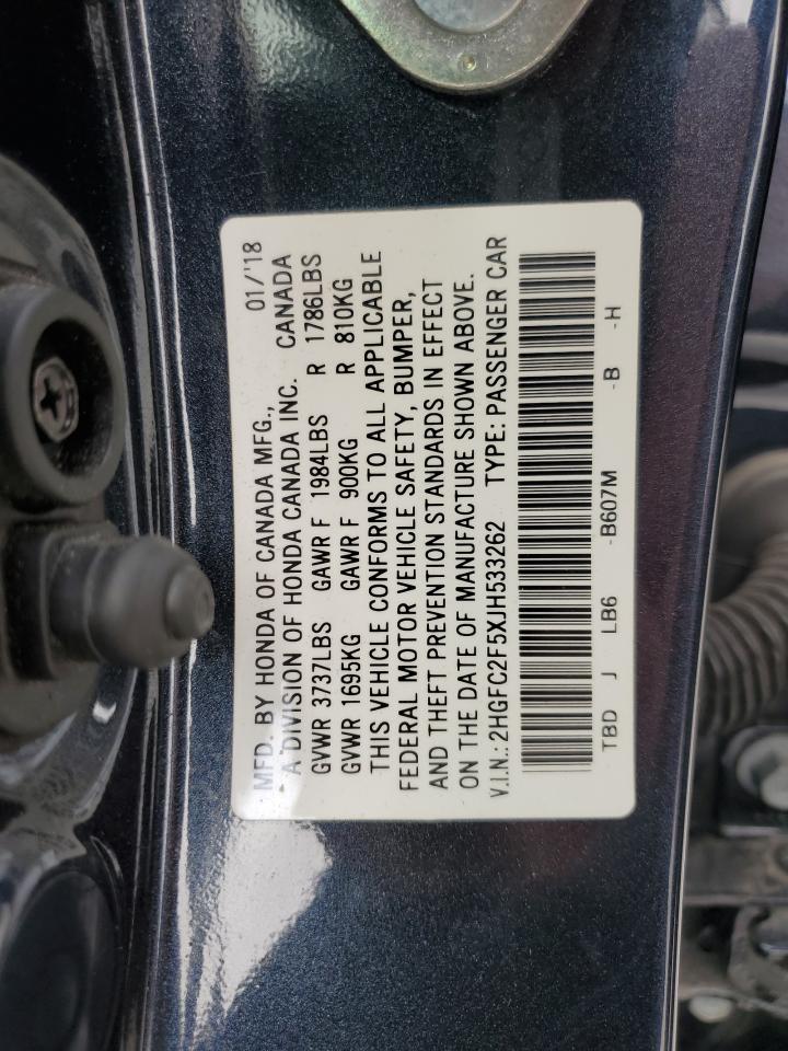 2HGFC2F5XJH533262 2018 Honda Civic Lx