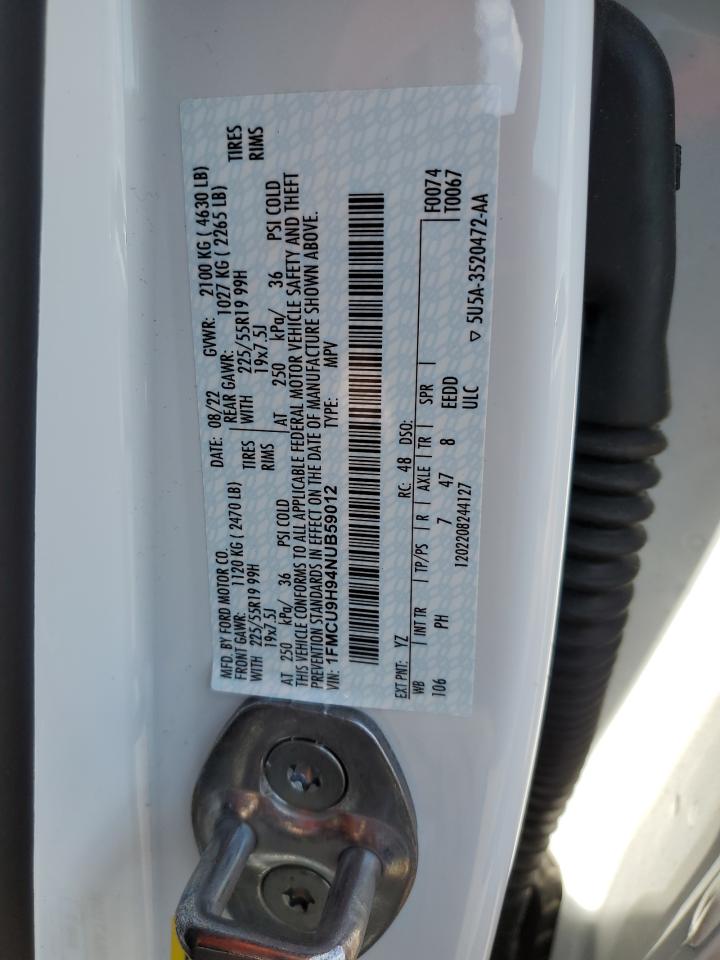 1FMCU9H94NUB59012 2022 Ford Escape Sel