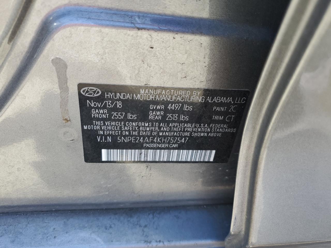 5NPE24AF4KH757547 2019 Hyundai Sonata Se