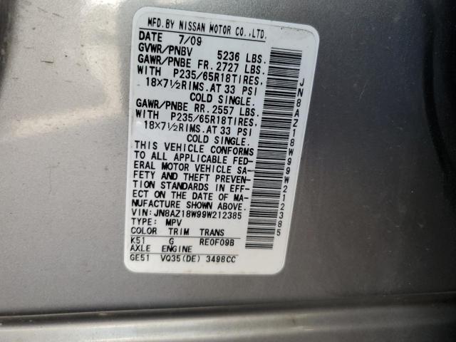 2009 Nissan Murano S VIN: JN8AZ18W99W212385 Lot: 53298404