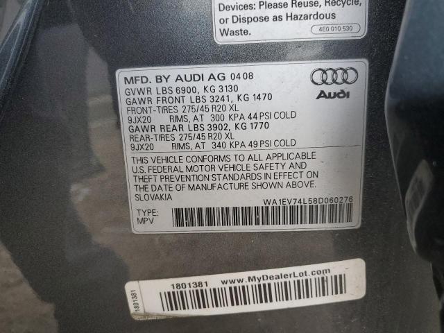 2008 Audi Q7 4.2 Quattro S-Line VIN: WA1EV74L58D060276 Lot: 53965164