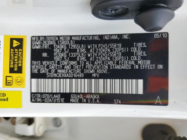 2010 Toyota Highlander Limited VIN: 5TDYK3EHXAS016489 Lot: 53824494