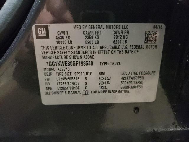 2016 CHEVROLET SILVERADO - 1GC1KWE80GF198540