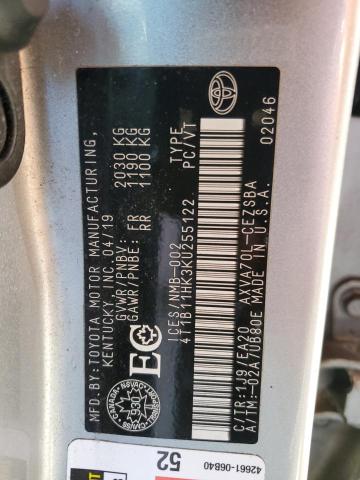 2019 Toyota Camry L VIN: 4T1B11HK3KU255122 Lot: 56755374