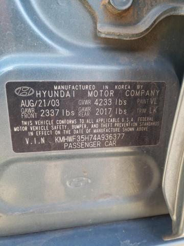 2004 Hyundai Sonata Gls VIN: KMHWF35H74A936377 Lot: 54049194