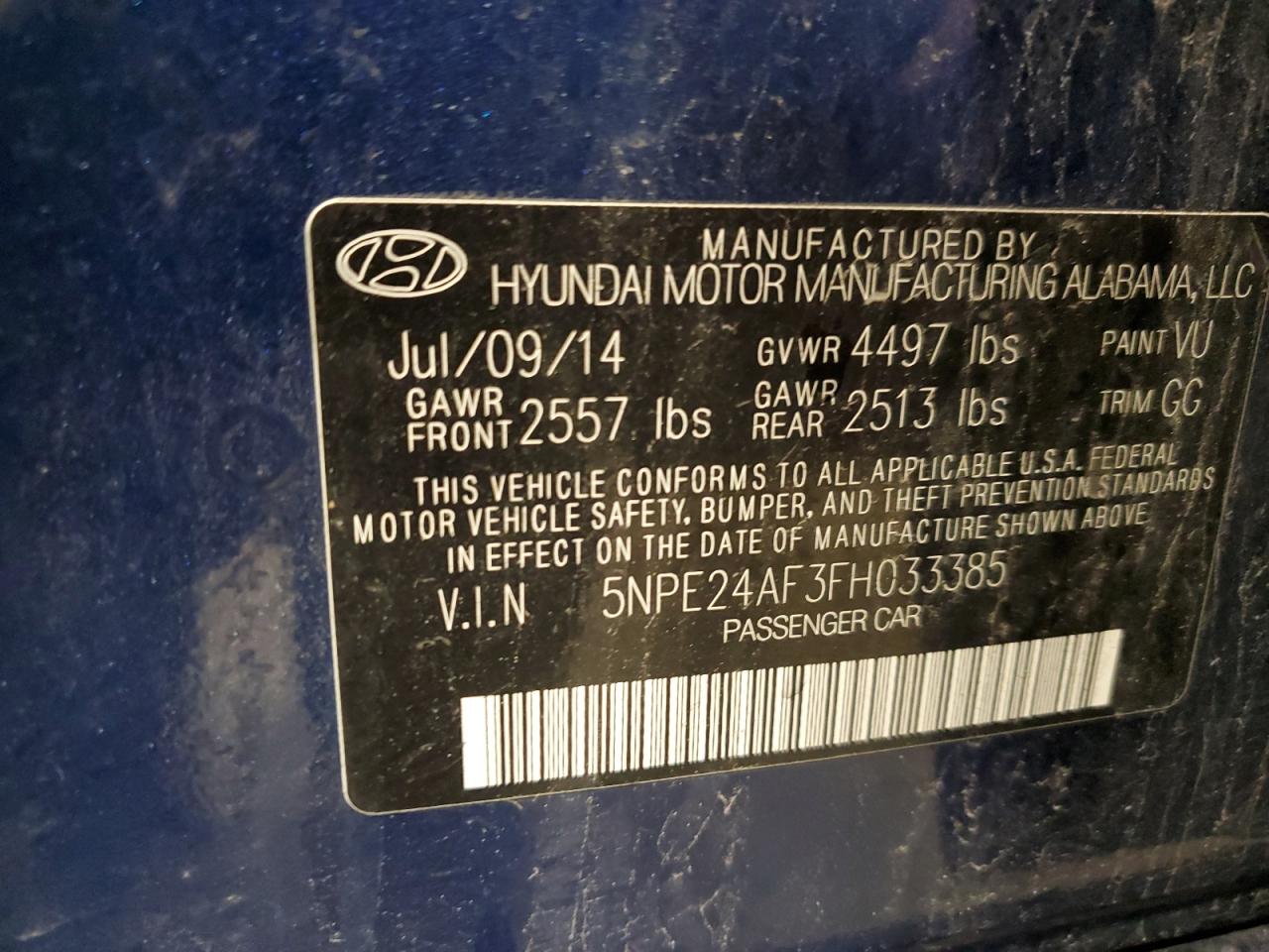 5NPE24AF3FH033385 2015 Hyundai Sonata Se