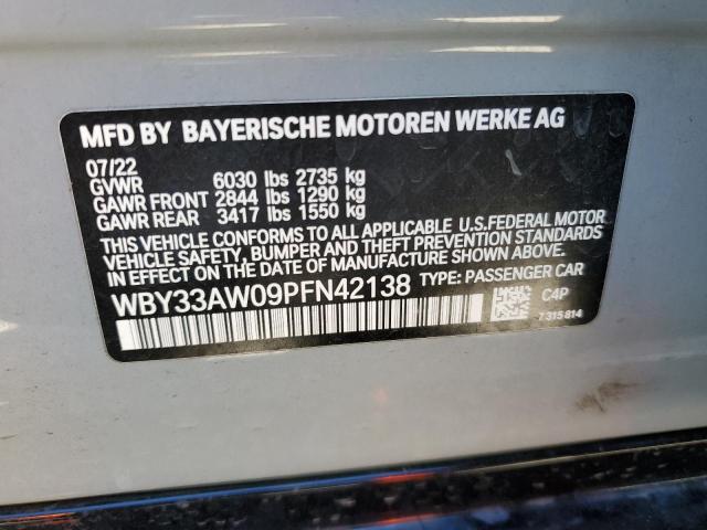 2023 BMW I4 M50 VIN: WBY33AW09PFN42138 Lot: 53989844