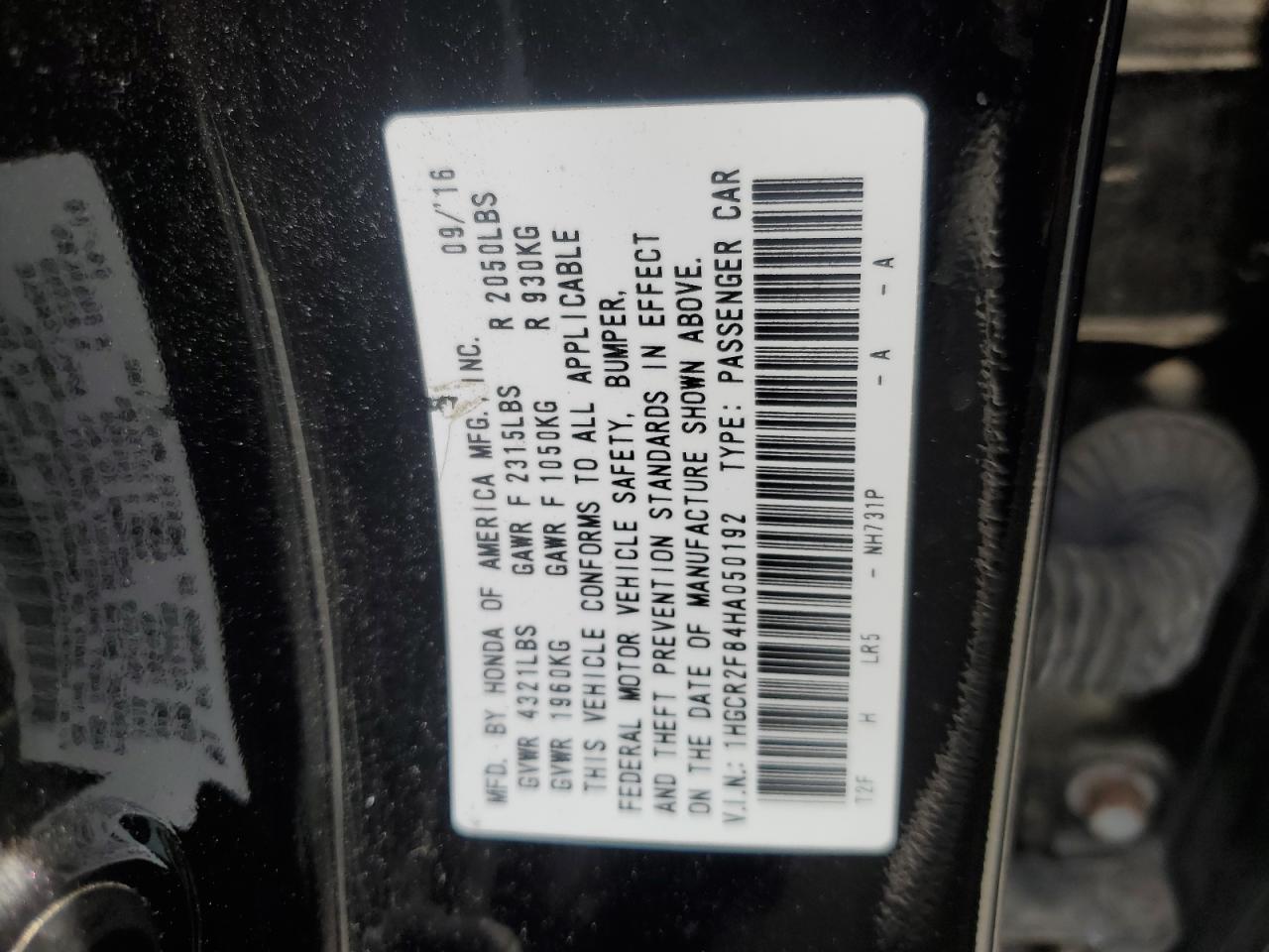 1HGCR2F84HA050192 2017 Honda Accord Exl