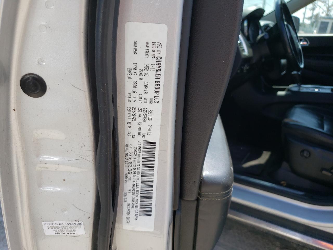 1D4SD5GT4BC613690 2011 Dodge Durango Citadel