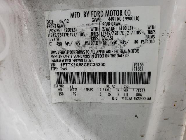 2012 Ford F250 Super Duty VIN: 1FT7X2A68CEC38260 Lot: 55662824