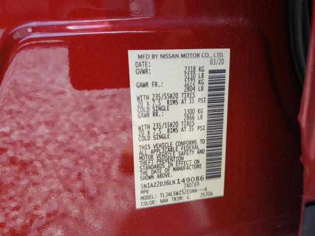 2020 Nissan Murano Platinum VIN: 5N1AZ2DJ6LN149086 Lot: 55607204