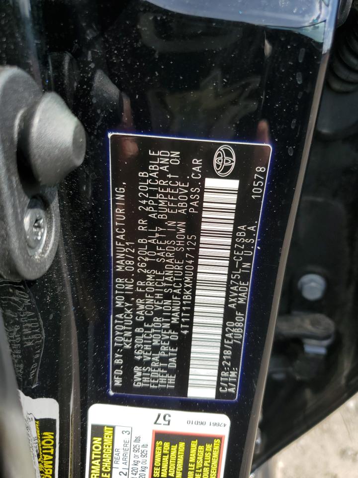 4T1T11BKXMU047125 2021 Toyota Camry Se